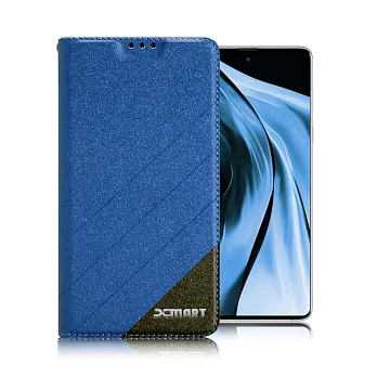 Xmart for 三星 SAMSUNG Galaxy Note 10 完美拼色磁扣皮套藍