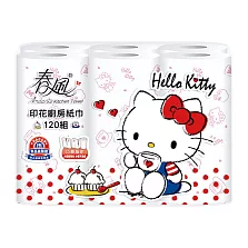 【春風】Hello Kitty午茶風印花廚房紙巾120組*6捲*8串