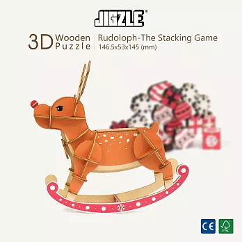 JIGZLE ® 3D-木拼圖-彩色魯道夫-層層疊