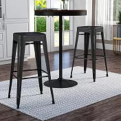 [E-home]Yanni亞尼工業風可堆疊金屬吧檯椅-高76cm-黑色