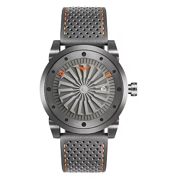 ZINVO 突破傳統渦輪機械皮革腕錶-灰