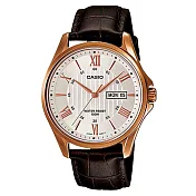 【CASIO】專業時尚羅馬紳士皮帶腕錶-白面(MTP-1384L-7A)