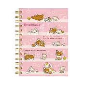 San-X 拉拉熊快樂貓生活系列線圈筆記本。粉