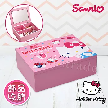 【Hello Kitty】凱蒂貓 收納化妝鏡盒 珠寶盒 飾品收納 美妝收納盒(正版授權台灣製)