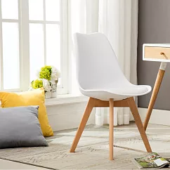 E─home EMSB北歐經典造型軟墊櫸木腳餐椅─五色可選 白色