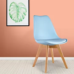 E─home EMSB北歐經典造型軟墊櫸木腳餐椅─五色可選 藍色