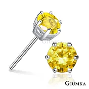 GIUMKA 925純銀耳環 六爪單鑽 耳釘耳環 5.0MM 純銀耳環 一對價格 多色任選 MFS06135-15MM黃色