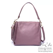 Flor Eden - 韓版氣質OL小資通勤真皮單肩斜背包-共2色紫色