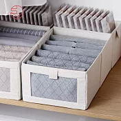 【日本霜山】棉麻布摺疊式分類收納盒(附透窗)-L