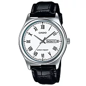 【CASIO】經典英倫復古指針紳士皮帶錶-羅馬白面(MTP-V006L-7B)