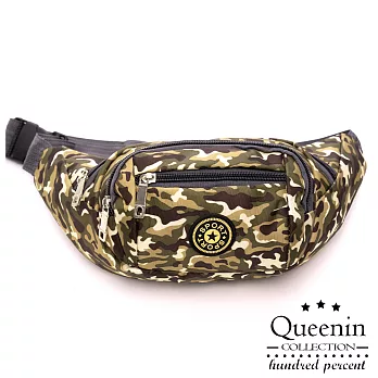 DF Queenin流行 - 戶外休閒運動防潑水迷彩尼龍斜跨胸包腰包-共4色迷彩