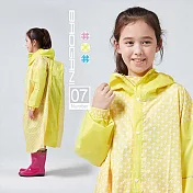 【寶嘉尼 BAOGANI】B07兒童千鳥格背包客多功能前開拉鍊雨衣(兒童雨衣、背包雨衣、書包)S黃色