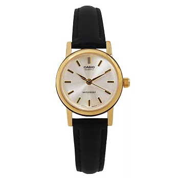 CASIO 卡西歐 LTP-1095Q 時尚簡約文青金框小錶面皮帶手錶 - 金銀釘 7A