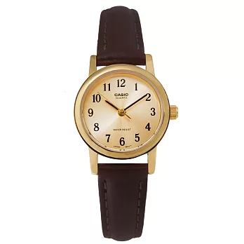 CASIO 卡西歐 LTP-1095Q 時尚簡約文青金框小錶面皮帶手錶 - 全金字 9B1