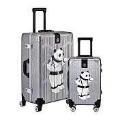 【BENTLEY】26吋+20吋 PC+ABS 鋁框輕量家徽熊貓版行李箱 二件組-槍色