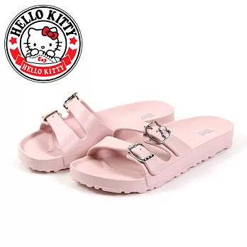 【HELLO KITTY】女 拖鞋 凱蒂貓 二字 雙皮帶釦 輕量 防水 平底 EU36 粉紅色