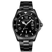 LONGBO龍波 80430時尚經典水鬼系列夜光指針鋼帶手錶- 全黑