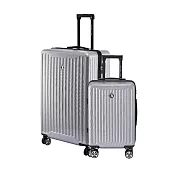 【BENTLEY賓利】28吋+20吋 PC+ABS 簡約條紋合金拉桿輕量行李箱 二件組-銀