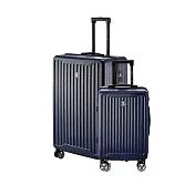 【BENTLEY賓利】28吋+20吋 PC+ABS 簡約條紋合金拉桿輕量行李箱 二件組-藍