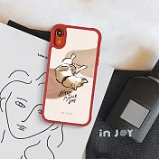 INJOYmall for iPhone 7 / 8 耍萌柴犬 耐撞擊磨砂邊框手機殼 B / 紅邊