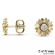 【Sayaka紗彌佳】金屬質感向陽花鑲鑽造型耳環 -金色