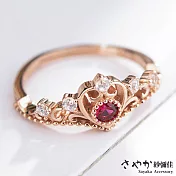 【Sayaka紗彌佳】愛的祝福華麗心型鑲鑽造型戒指 -紅鑽