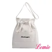 【Lemio】清新自然手感帆布側背包(品味白)