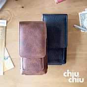 【CHIUCHIU】OPPO A9 2020 (6.5吋)復古質感犀牛紋雙卡層可夾式保護皮套(沉穩黑)