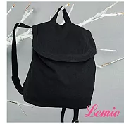 【Lemio】LD系列訂製棉麻掀蓋雙肩包(性格黑)