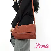 【Lemio】LD系列訂製棉麻郵差包(深邃紅)
