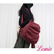 【Lemio】LD系列訂製棉麻抓皺後背包(深邃紅)
