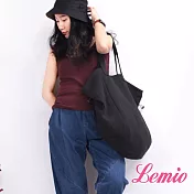 【Lemio】LD系列訂製棉麻側背包(性格黑)