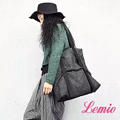 【Lemio】LD系列訂製棉麻抓皺側背包(性格黑)