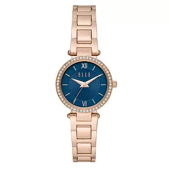 ELLE Muette光線閃耀晶鑽腕錶-藍X玫瑰金