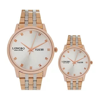 LONGBO龍波 80589 時尚休閒簡約設計對錶手錶 - 玫色 小