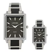 LONGBO龍波 80531 時尚方形簡約刻度鋼帶手錶對錶 - 銀色 小