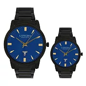 LONGBO龍波 80580 閃耀光澤多角度切割鏡面對錶手錶 - 藍面 大