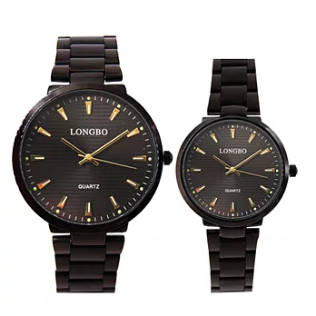 LONGBO龍波 80559 簡單線條簡易刻度時尚對錶手錶 - 黑面金針 小