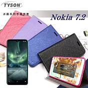諾基亞 Nokia 7.2 冰晶系列 隱藏式磁扣側掀皮套 保護套 手機殼藍色