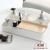 【KM生活】日式簡約多功能木蓋化粧品盒/首飾收納盒/桌面儲物盒
