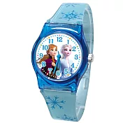 Frozen冰雪奇緣 艾莎和安娜攜手相伴與俏皮雪寶卡通膠錶 - FZ-2306 藍
