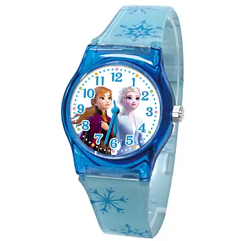Frozen冰雪奇緣 艾莎和安娜攜手相伴與俏皮雪寶卡通膠錶 - FZ-2306 藍