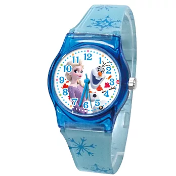 Frozen冰雪奇緣 艾莎和安娜攜手相伴與俏皮雪寶卡通膠錶 - FZ-2307 藍