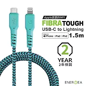 ENERGEA iPhone USB-C to Lightning Fibratough快充MFI認證傳輸線 1.5m藍綠色