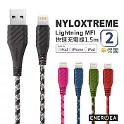 ENERGEA NyloXtreme 超強編織耐彎折防彈絲Lightning快速充電線1.5m黑色