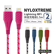 ENERGEA NyloXtreme 超強編織耐彎折防彈絲Lightning快速充電線1.5m粉色
