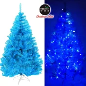 摩達客 台灣製6呎/6尺(180cm)豪華版晶透藍系聖誕樹(不含飾品)+100燈LED燈藍白光2串(附IC控制器)本島免運費