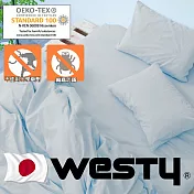 【日本西村Westy】防蟎寢具-標準雙人4件組(被套+枕套x2+標準雙人床包)-藍