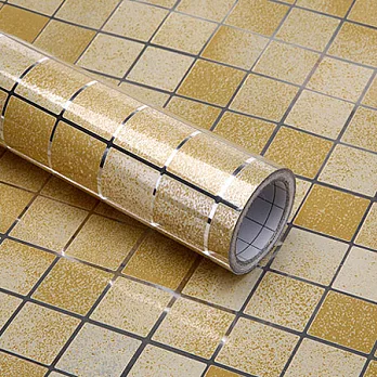 【EZlife】多用途耐高溫廚房灶台貼紙(40x500cm)金色馬賽克