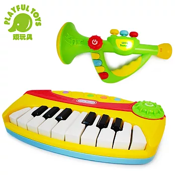 【Playful Toys 頑玩具】電子琴+電子喇叭組合 2869(鋼琴 喇叭 音樂 節奏 琴鍵 仿真樂器 早教玩具) 綠色